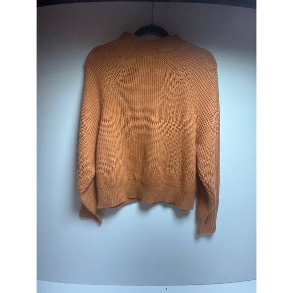 Olive & Leaf Womens Sz Large Cropped Knit Long Sleeve Sweater Rust Oversized - Picture 8 of 8